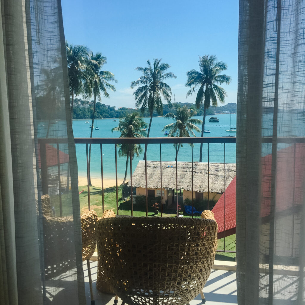 terrace lounge with rattan armchairs seaview luxury resort summer holiday concept